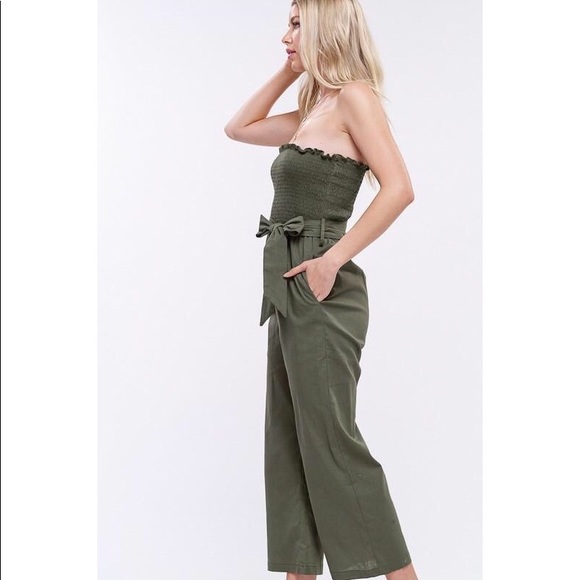 Linen Smocked Tube Top Jumpsuit - Picture 3 of 6